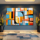 a painting on the wall of a lobby