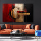 a living room with a couch, chair and painting on the wall