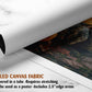 The image is a rolled canvas fabric, which is a type of canvas material used for painting or printing. It is described as a tube-delivered fabric that requires stretching and can be used as a poster with a 2.5" edge.