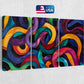 a painting of a multicolored swirl on a wall