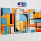 a painting on a wall with a us flag in the background