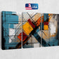 a painting on a wall with a us flag in the background
