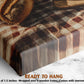 The image is a close-up of a wooden frame with a checkered cloth draped over it, and there is a loaf of bread on top of the frame. The text below the image states that it is a ready-to-hang piece of art, with a depth of 1.5 inches and a wooden frame.