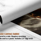 The image is a rolled canvas fabric, which is a type of canvas material used for painting or printing. It is described as a tube-delivered fabric that requires stretching and can be used as a poster with a 2.5" edge area.