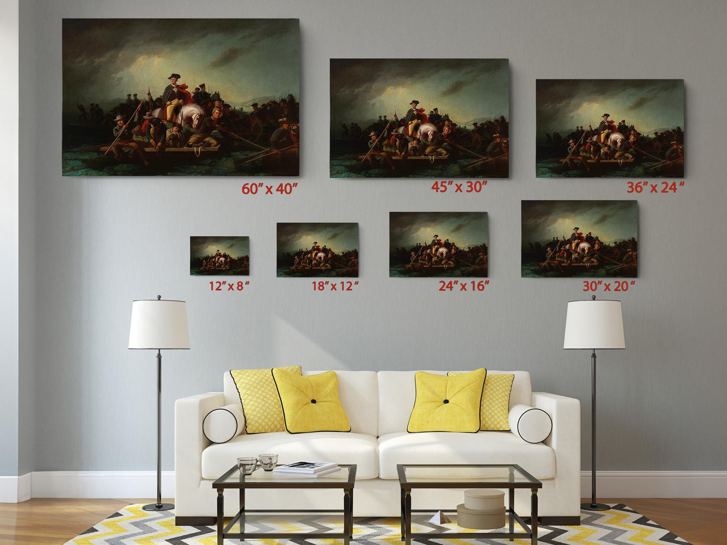 Washington Crossing Delaware Canvas - Museum Quality Historical Wall Art Print